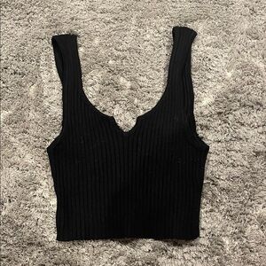 Urban Outfitters Black Ribbed Knit Women's Top